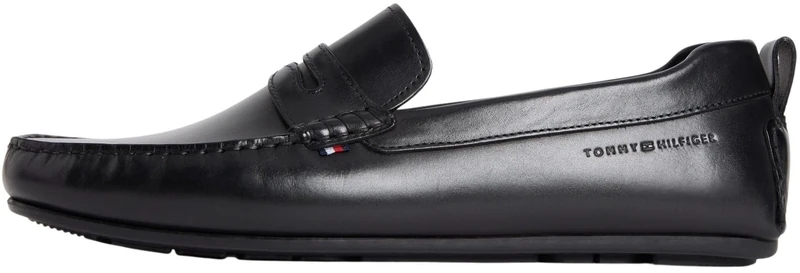 Tommy Hilfiger Men’s Driving Shoes Core Leather in Leather, Black (Black), 10