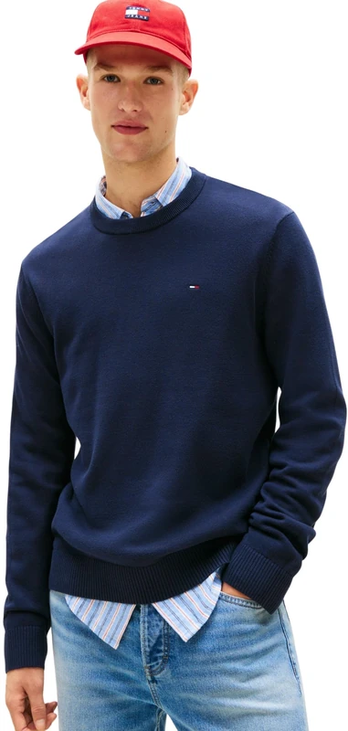 Tommy Jeans Men's TJM Slim Ess Light Sweater Ext DM0DM22853 Pullover, Blue (Dark Night Navy), L