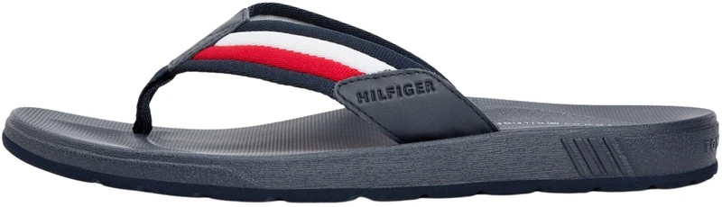 Tommy Hilfiger Men’s Flip Flops Moulded Beach Sandals with Webbing Straps, Multicolor (Rwb), 10.5