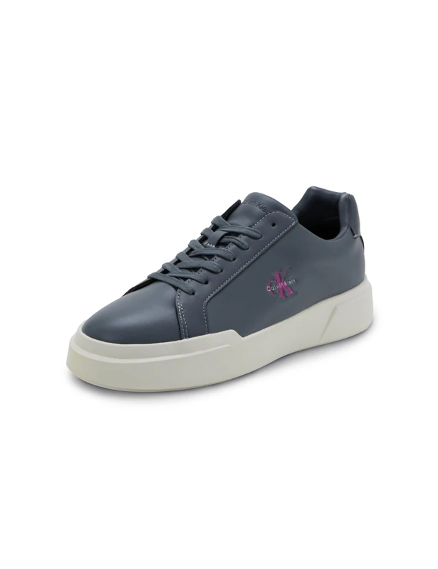 Calvin Klein Women’s Cupsole Trainers Chunky Lace-up in Leather, Blue (Turbulence/Pink Yarrow/Marshmallow), 5