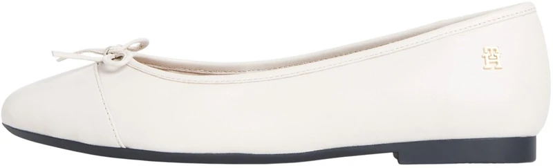 Tommy Hilfiger Women’s Ballet Pumps Smooth Ballet in Leather, Off-White (Soft Cream), 2.5