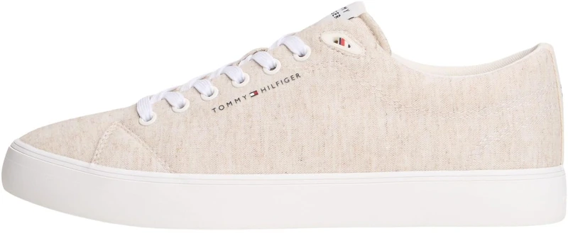 Tommy Hilfiger Men’s Vulcanised Trainers Chambray Low Top, White (Ecru), 7