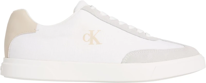 Calvin Klein Men’s Cupsole Trainers Low Profile Canvas Low Top, Multicolor (Bright White/Oatmeal), 9 - Image 1