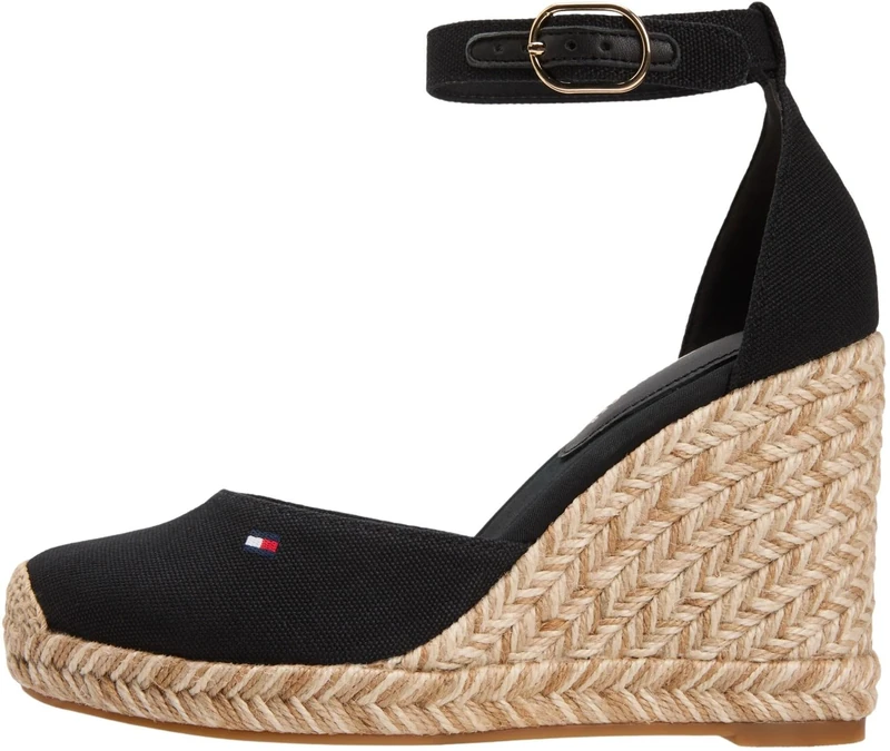 Tommy Hilfiger Women's Flag High Wedge Espad Closed Toe FW0FW09225 Wedge Espadrilles, BLACK (Black), 7