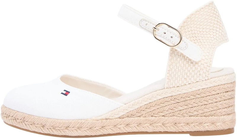 Tommy Hilfiger Women's Mid Wedge Espad Closed Toe FW0FW09233 Wedge Espadrilles, WHITE (Ecru), 5