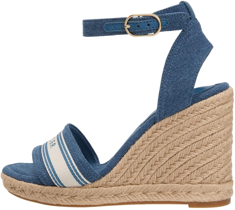 Tommy Hilfiger Women's High Wedge Espad Webbing FW0FW09342 Wedge Espadrilles, DENIM (Denim), 7