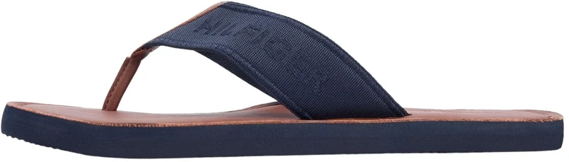 Tommy Hilfiger Men's Hilfiger Leather Beach Sandal FM0FM05808 Flip Flops, BLUE (Desert Sky), 8 - Image 1
