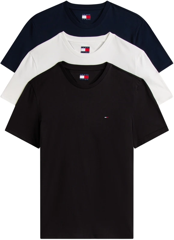 Tommy Jeans Men's TJM Xslim 3 Pack Tee Dm0Dm21579 S/S T-Shirt, Multi (Black/Dark Night Navy/Ecru), 3XL