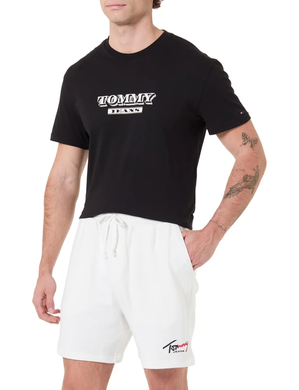 Tommy Jeans Men's TJM Signature Beach Short DM0DM23017 SweatShorts, White (Ecru), XL - Image 1