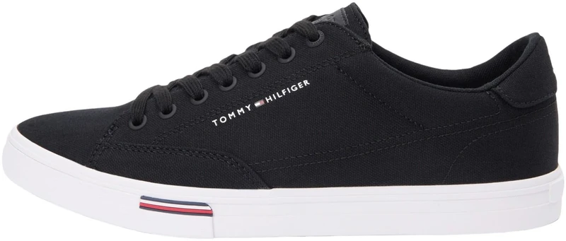 Tommy Hilfiger Men's Vulc Core RWB Long Lace CVS FM0FM05813 Low Top, Black (Black), 10