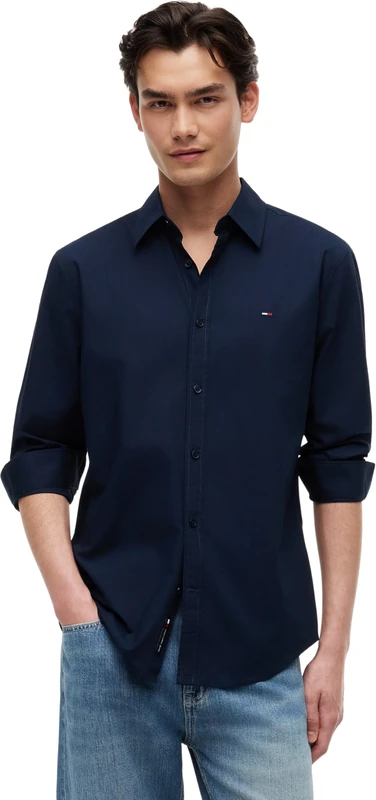 Tommy Jeans Men's TJM Reg Poplin Shirt DM0DM22026 L/S, Blue (Dark Night Navy), XS - Image 1