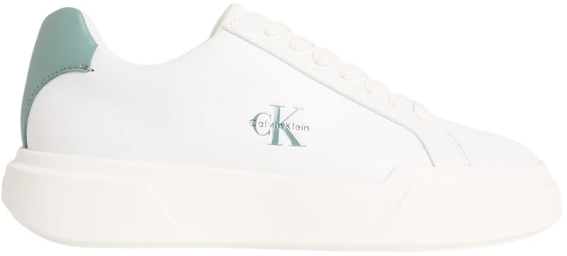 Calvin Klein Women’s Cupsole Trainers Chunky Lace-up in Leather, White (Bright White/Arctic), 3