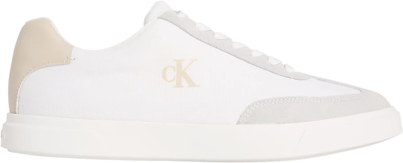 Calvin Klein Men's Low Prof Cupsole Cv HM0HM02236 Low Top, Gold (Bright White/Oatmeal), 8