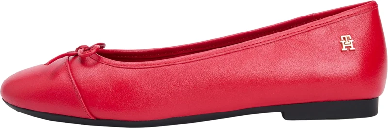 Tommy Hilfiger Women's Hilfiger Smooth Lthr Ballet FW0FW09241 Ballerinas, RED (Primary Red), 6 - Image 1