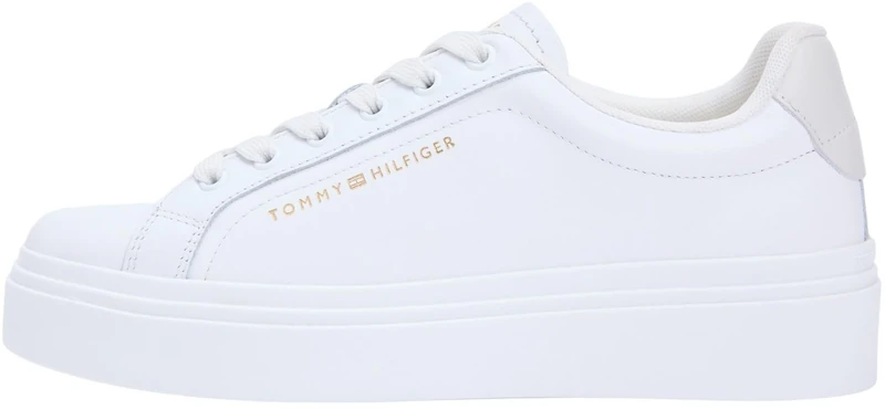 Tommy Hilfiger Women’s Cupsole Trainers Chic Platform Low Top, White (White/Ecru), 2.5