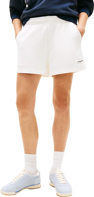 Tommy Jeans Women's Tjw Script LBL Sweat Shorts DW0DW22230 SweatShorts, White (Ecru), S - Image 1