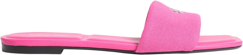 Calvin Klein Women's Slides Square Canvas Flat, Pink (Pink Yarrow), 4