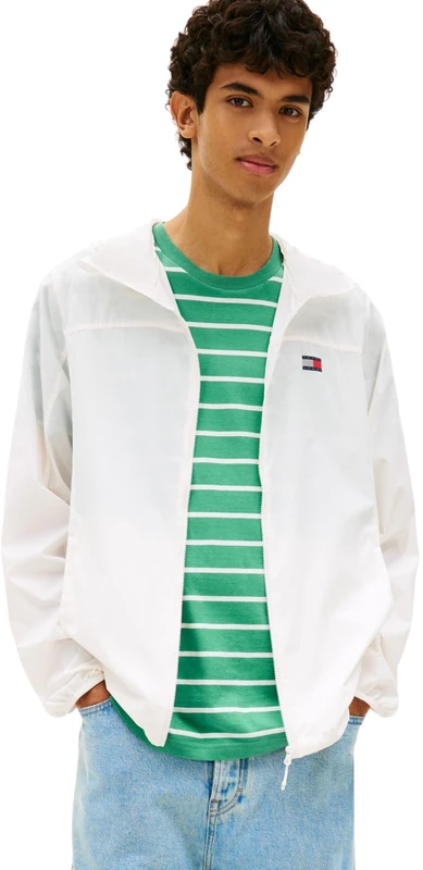 Tommy Jeans Men's TJM Outdoor Shell Jacket Ext DM0DM23112 Windbreaker, White (Ecru), S