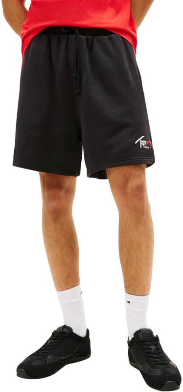 Tommy Jeans Men's TJM Signature Beach Short DM0DM23017 SweatShorts, Black (Black), S