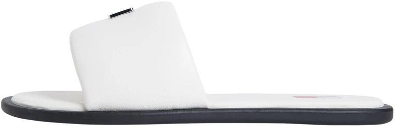 Tommy Jeans Women’s Slides Soft Padded in Leather, Off-White (Ivory), 7.5