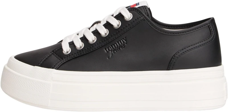 Tommy Jeans Women’s Flatform Trainers Low Top, Black (Black), 6