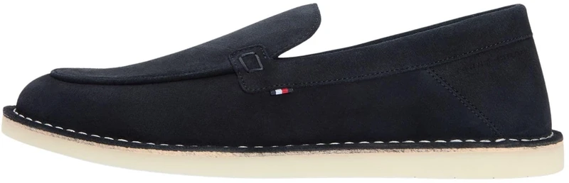 Tommy Hilfiger Men's Hilfiger Stitchdown Suede Loafer FM0FM05782 Loafers, Blue (Desert Sky), 8