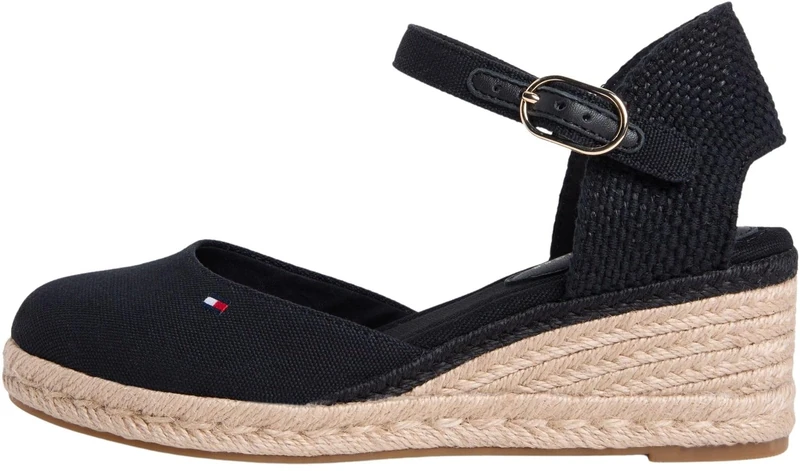 Tommy Hilfiger Women's Mid Wedge Espad Closed Toe FW0FW09233 Wedge Espadrilles, BLACK (Black), 7