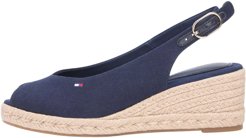 Tommy Hilfiger Women's Mid Wedge Espad Slingback FW0FW09228 Wedge Espadrilles, BLUE (Space Blue), 3.5