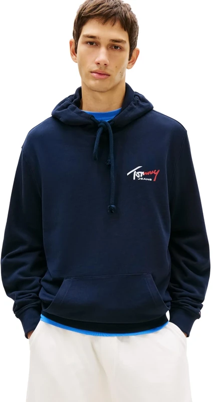Tommy Jeans Men's TJM Reg Entry Sign Hoodie Ext DM0DM22680 Pullover, Blue (Dark Night Navy), M