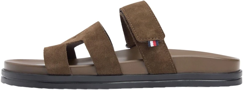 Tommy Hilfiger Men's Adjustable Premium Suede Sandal FM0FM05774 Flat Sandals, BROWN (Legacy Brown), 8