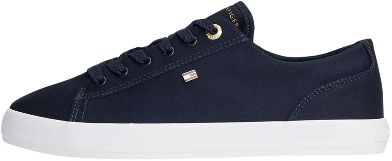 Tommy Hilfiger Women's Th Foxing Sneaker Canvas FW0FW09170 Low Top, Blue (Space Blue), 6