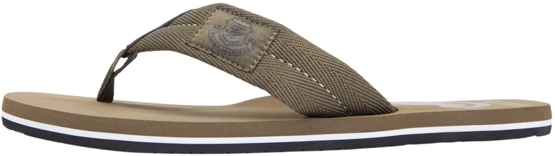 Tommy Hilfiger Men’s Flip Flops Patch with Webbing Straps, Green (Willow Green), 11