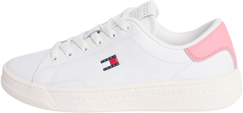 Tommy Jeans Women's Tjw Script Cupsole EN0EN02960 Low Top, Pink (Ecru/Enchanted Pink), 3.5 UK