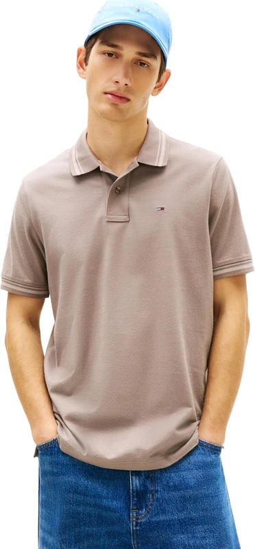 Tommy Jeans Men’s Polo Shirt Tipped Regular Fit, Brown (Ivy Mink), 4XL