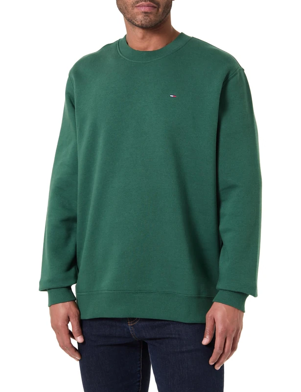 Tommy Jeans Men's Tjm Reg S Flag Crew Dm0Dm20741 Pullover Sweatshirt, GREEN (Shadow Pine), 3XL