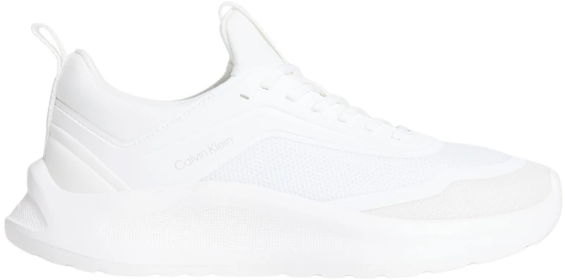 Calvin Klein Women’s Runner Trainers Light Sock Mesh with Loop, White (Bright White/Dk Ecru), 8.5