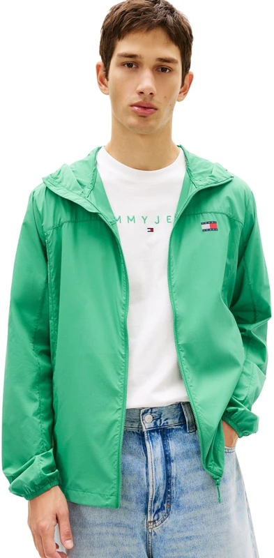 Tommy Jeans Men's TJM Outdoor Shell Jacket Ext DM0DM23112 Windbreaker, Green (Bahama Green), XL