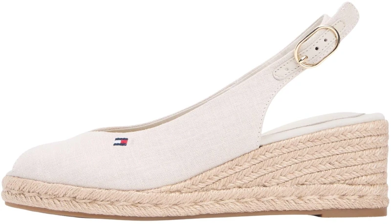 Tommy Hilfiger Women's Mid Wedge Espad Slingback FW0FW09228 Wedge Espadrilles, BEIGE (Classic Beige), 6.5