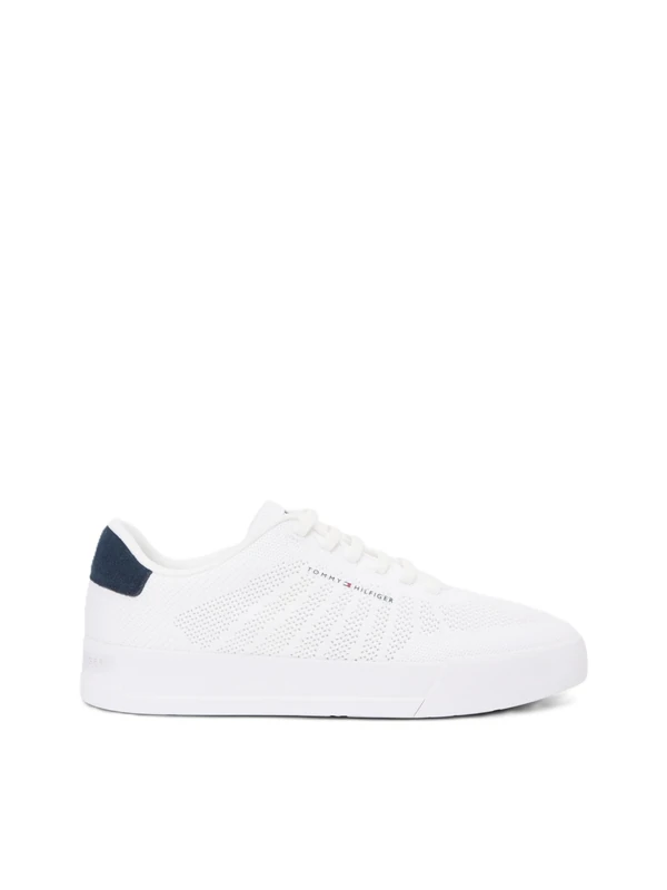 Tommy Hilfiger Men's Th Court Knit FM0FM05823 Low Top, White (White), 8