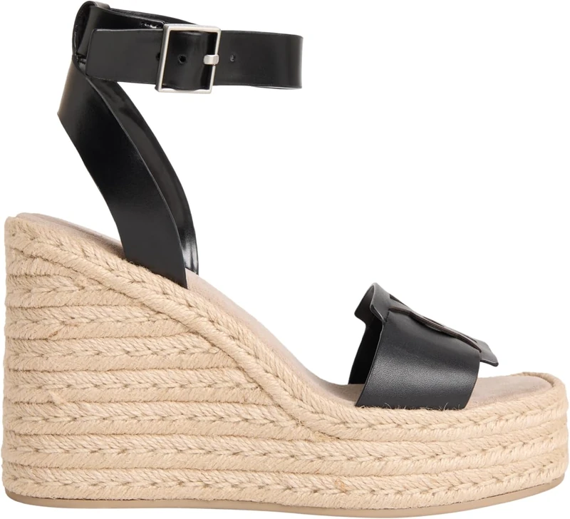 Calvin Klein Women's Wedge Espad 70 Embl Lth HW0HW02897 Wedge Espadrilles, BLACK (Ck Black), 6.5