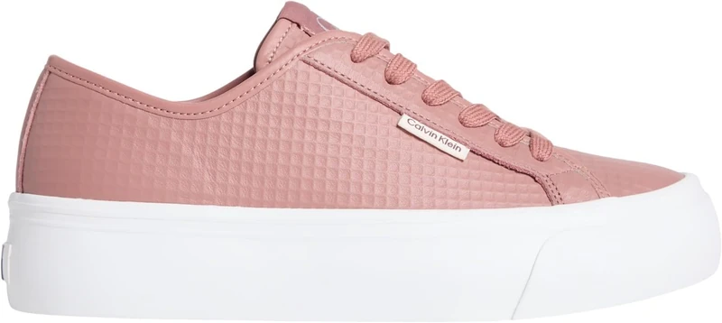 Calvin Klein Women's Vulcanised Trainers Lace-up in Leather, Pink (Blush), 8.5