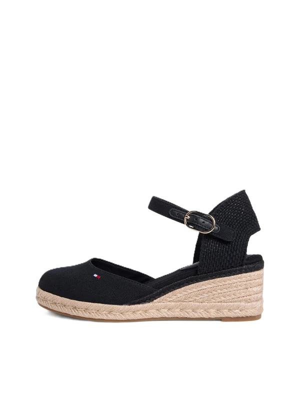 Tommy Hilfiger Women's Mid Wedge Espad Closed Toe FW0FW09233 Wedge Espadrilles, BLACK (Black), 7.5