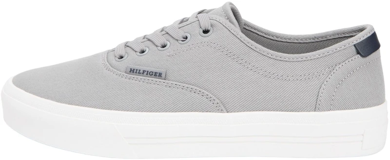 Tommy Hilfiger Men’s Vulcanised Trainers Cup Canvas Low Top, Grey (Universal Grey), 7
