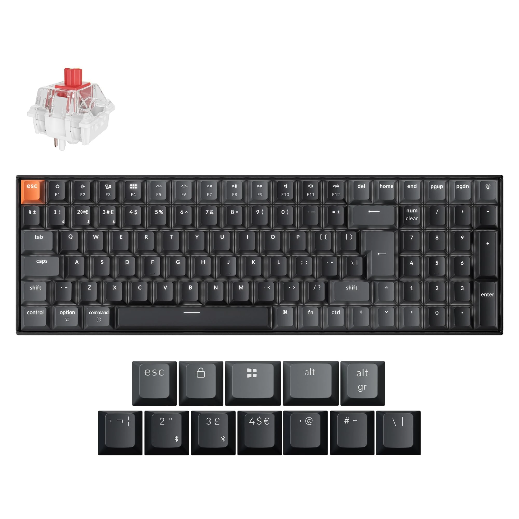 Keychron K4 QMK Wireless Custom Mechanical Keyboard, 96% Layout Bluetooth/2.4G/USB-C Programmable, White Backlit Super Red Switch for Mac/Windows/Linux UK Layout - Version 3