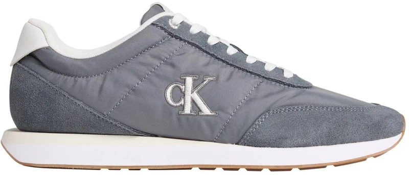 Calvin Klein Men's Retro Runner Ess Mix Mat Ym0Ym01361 Low Top, Grey (Night Owl/Off White), 12