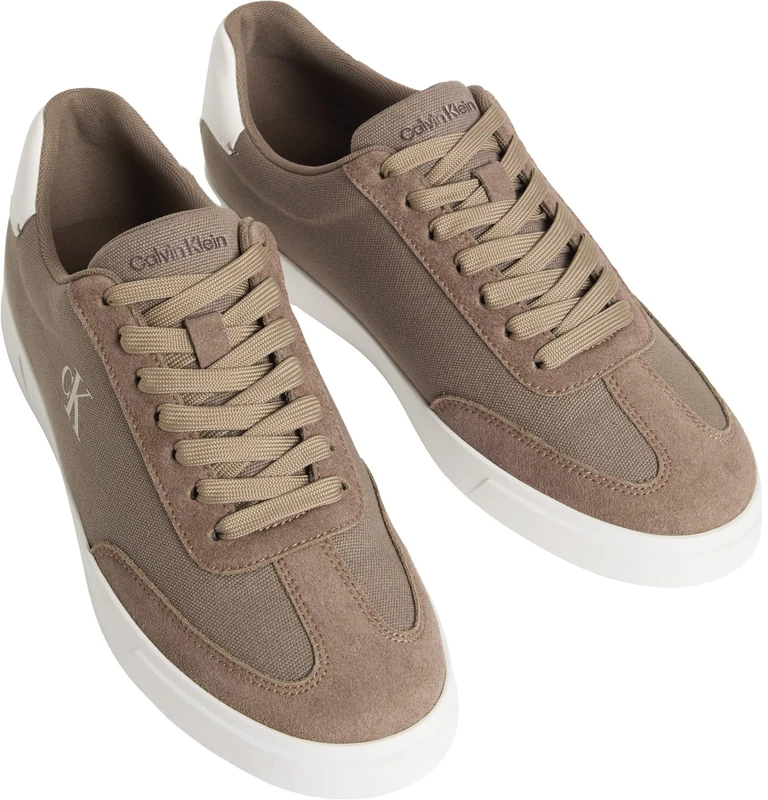 Calvin Klein Men's Low Prof Cupsole Cv HM0HM02236 Low Top, Khaki (Desert Taupe/Bright White), 10.5