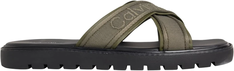 Calvin Klein Men's Sq Molded Sandal Xcross Wb HM0HM02101 Flat Sandals, GREEN (Deep Lichen Green/Black), 9