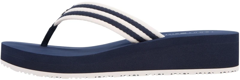 Tommy Hilfiger Women’s Flip Flops Stripe Summer with Webbing Straps, Blue (Space Blue), 7.5 - Image 1