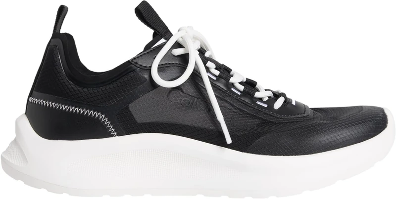 Calvin Klein Men’s Runner Trainers Light EVA with Mesh, Black (Black/Bright White), 8 - Image 1