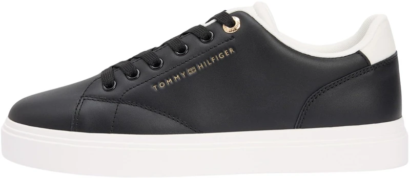 Tommy Hilfiger Women's Th Feminine Cupsole Leather FW0FW09105 Low Top, Black (Black/Ecru), 5